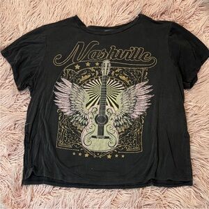 ARULA Nashville Black Tee with Guitar and Wings